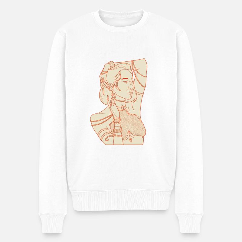 Femme linéaire recouverte d’or - Pull Premium bio Homme - blanc