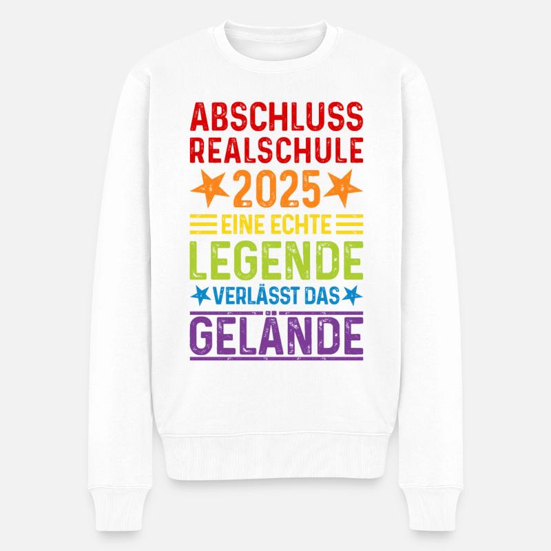 Realschule Abschluss 2025 Legende verlässt Gelände - Männer Premium Bio Pullover - Weiß