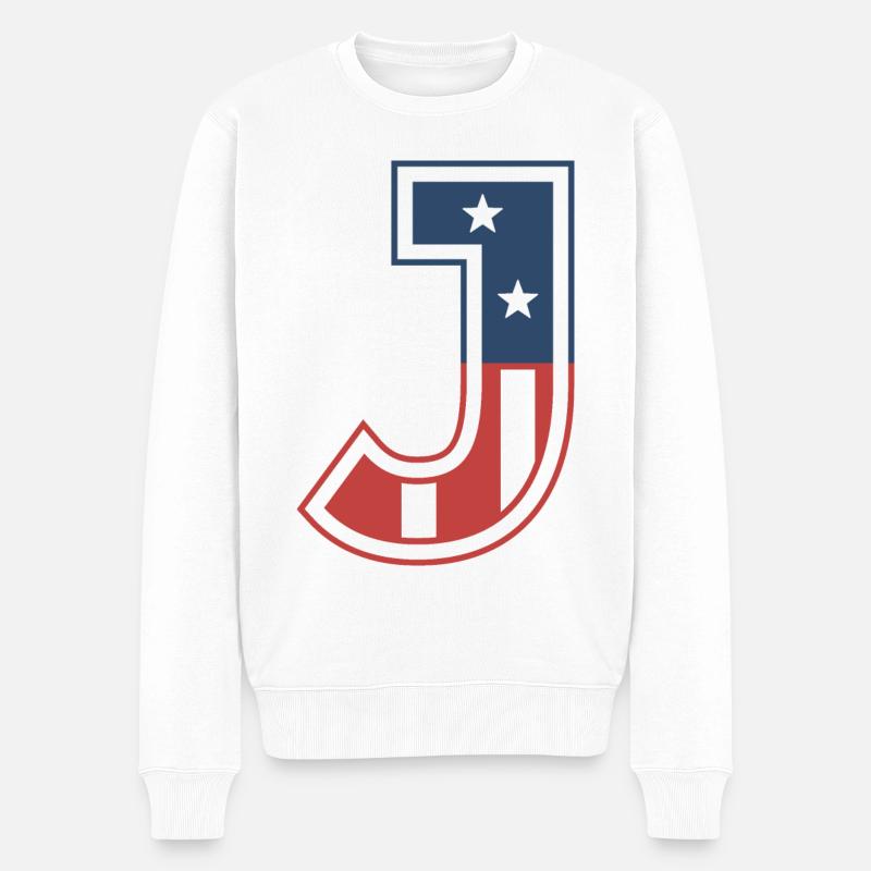 Lettre J États-Unis - Pull Premium bio Homme - blanc