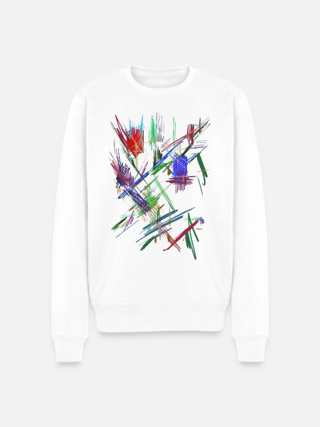 Hintergrund / Farben- Flicken Muster - Männer Premium Bio Pullover - Weiß