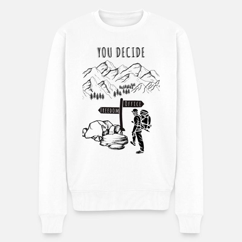 Freedom or Office? You Decide. - Männer Premium Bio Pullover - Weiß
