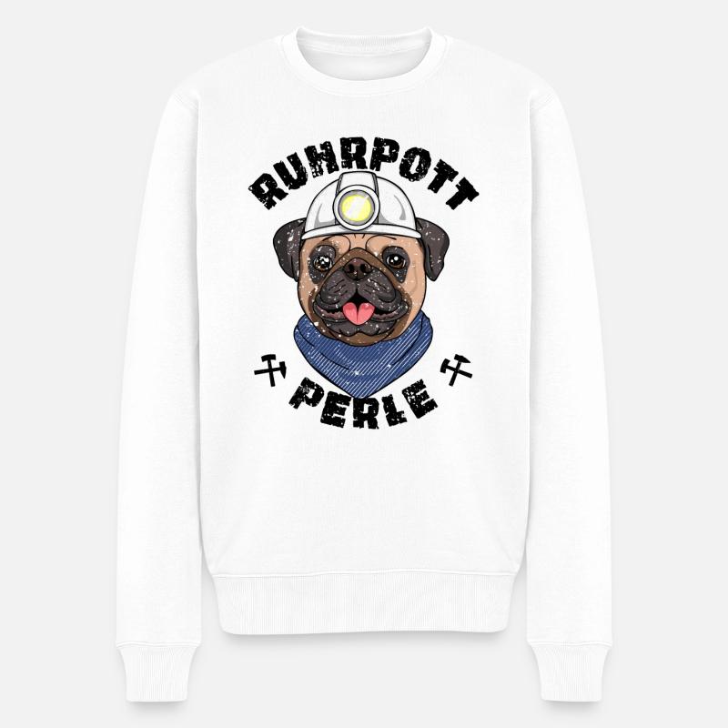 Mops Ruhrpott Perle - Männer Premium Bio Pullover - Weiß