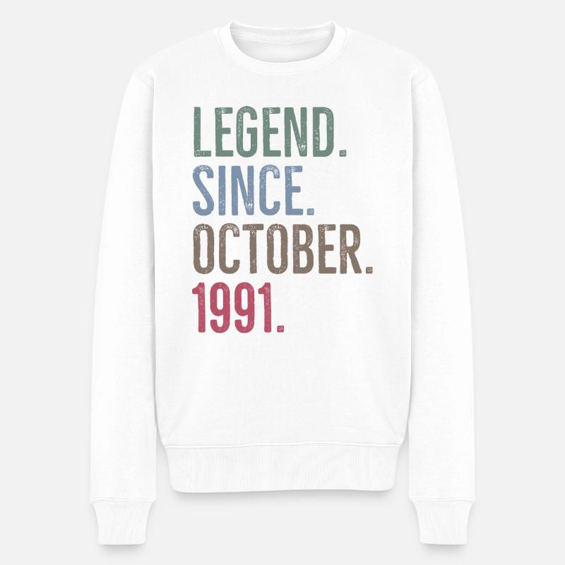Legende seit Oktober 1991 - Männer Premium Bio Pullover - Weiß