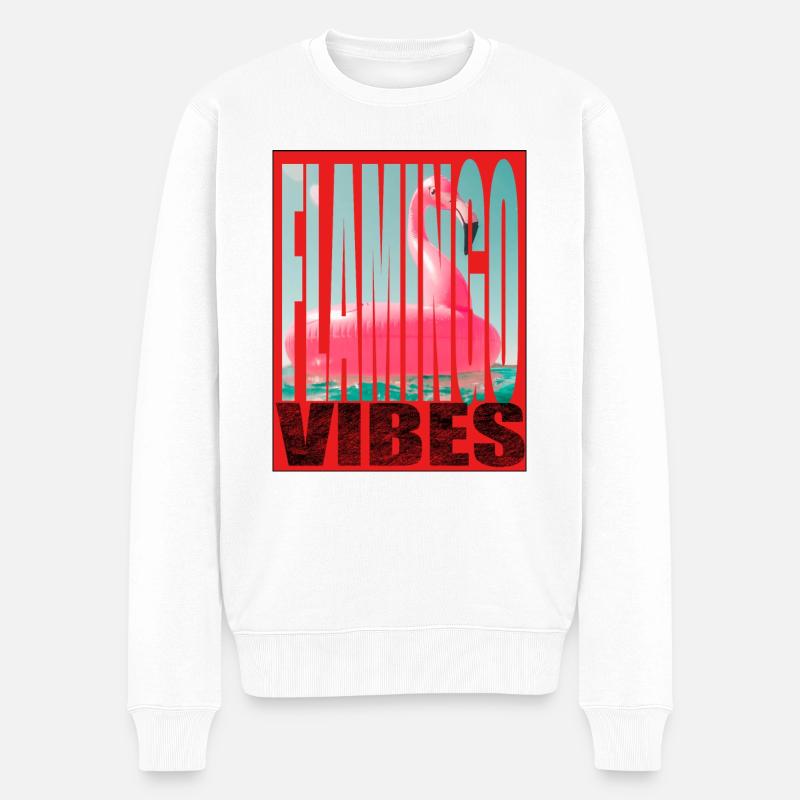 Flamingo T-Shirt Design - Männer Premium Bio Pullover - Weiß