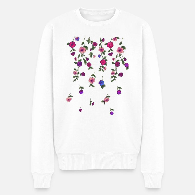Roses,Vrilles,Fleurs, Illustration,Rouge, Floral - Pull Premium bio Homme - blanc