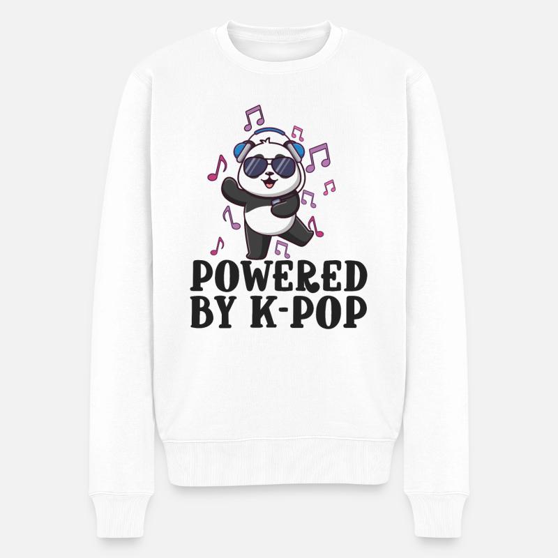 Alimenté par K-Pop Panda Kpop Merch K-pop Merch - Pull Premium bio Homme - blanc