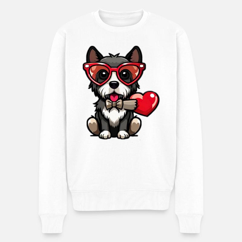 Chien amour avec un coeur - Pull Premium bio Homme - blanc
