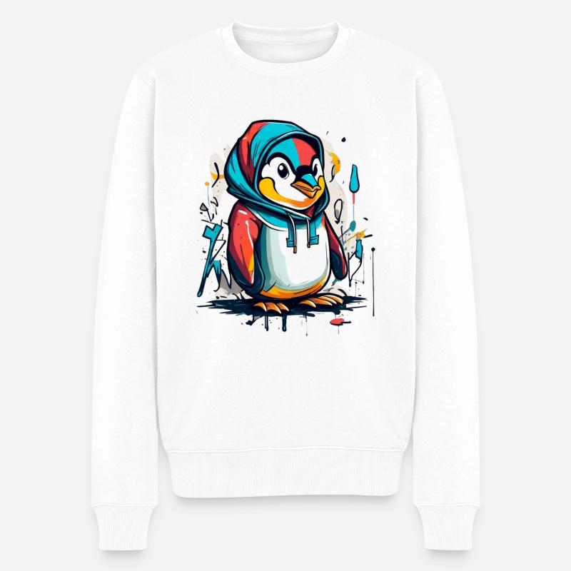 Graffiti pingouin cool - Pull Premium bio Homme - blanc
