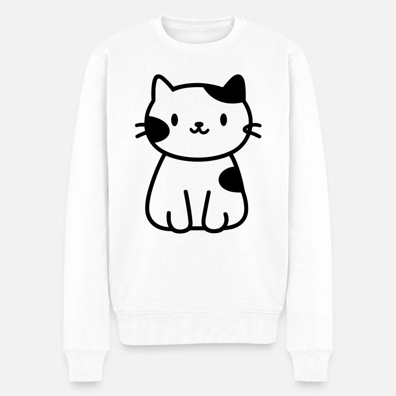 Katze - Männer Premium Bio Pullover - Weiß