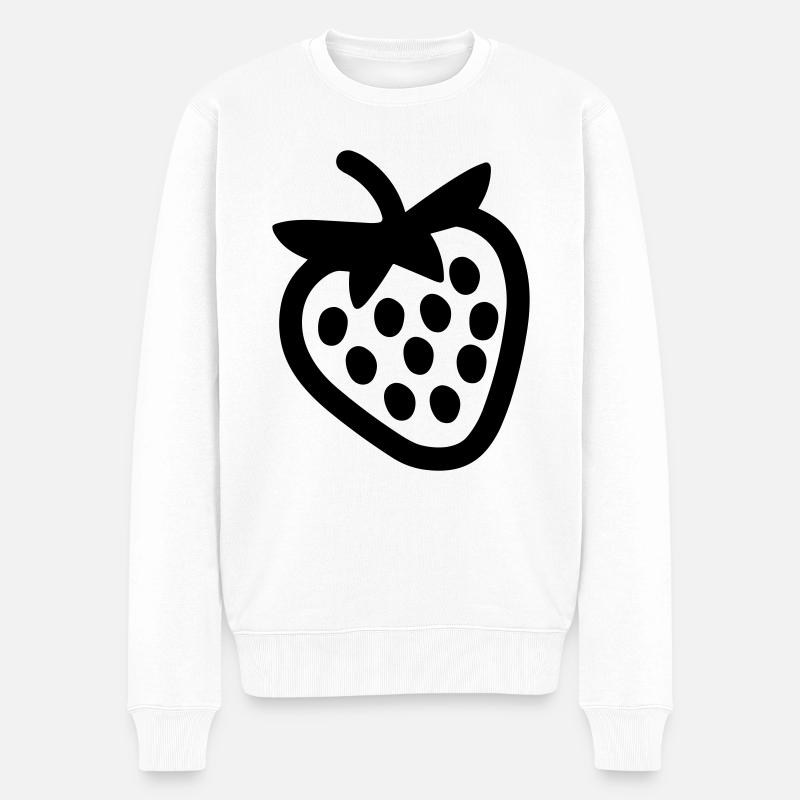 Erdbeere - Männer Premium Bio Pullover - Weiß