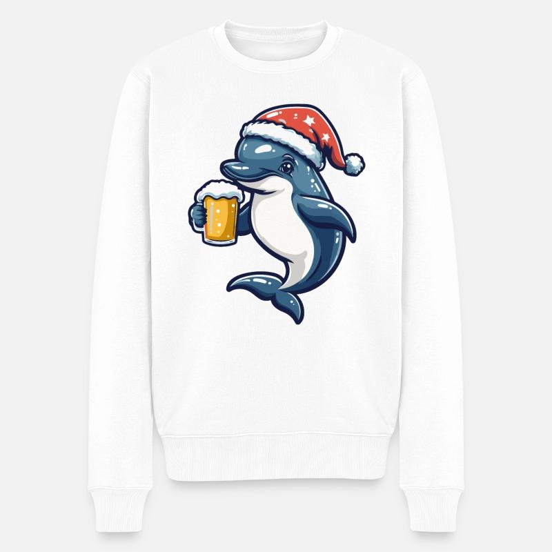 Bière de Noël Dolphin - Pull Premium bio Homme - blanc