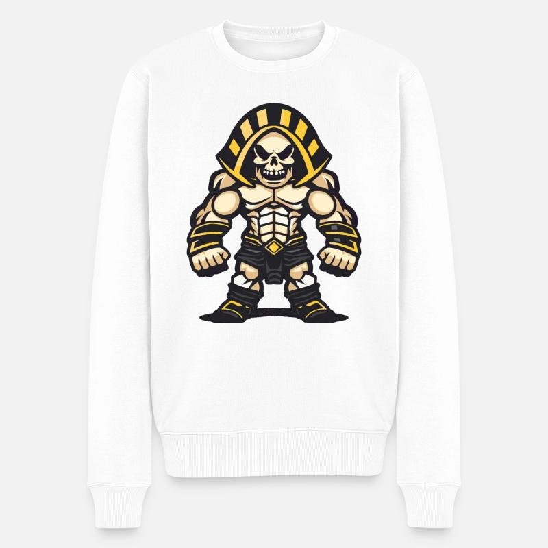 skull pharao - Männer Premium Bio Pullover - Weiß