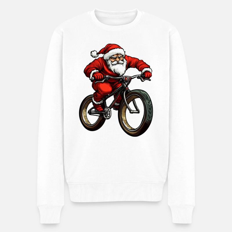 Weihnachten Biker - Männer Premium Bio Pullover - Weiß