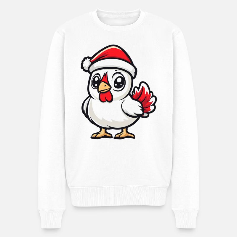 Hahn Weihnachten - Männer Premium Bio Pullover - Weiß