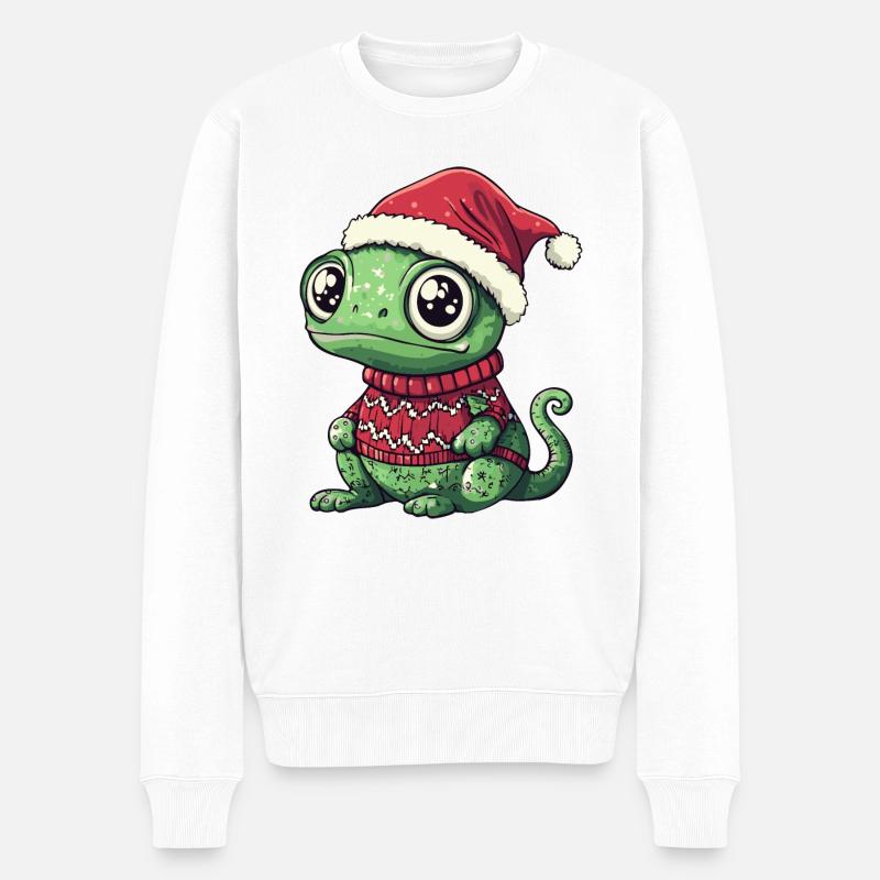 Chameleon Weihnachten - Männer Premium Bio Pullover - Weiß