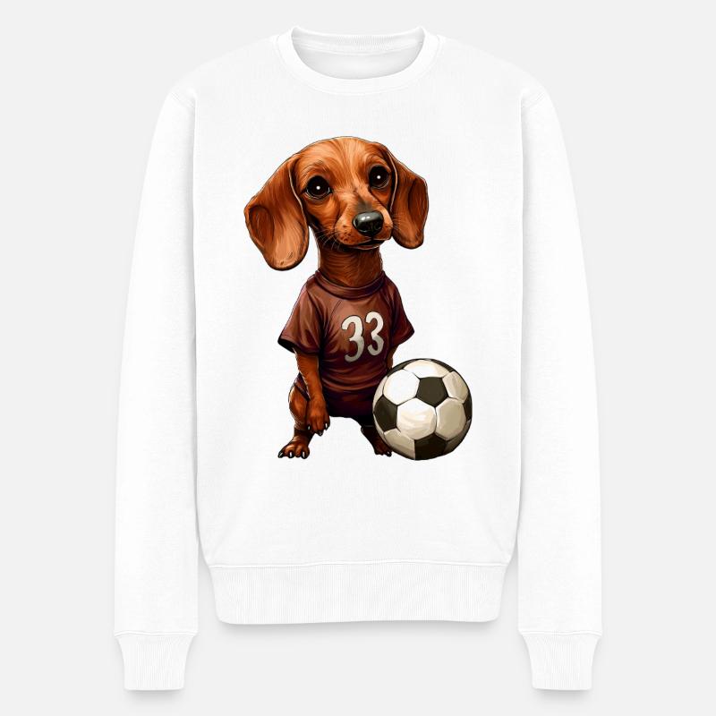 Fussballer Dackel - Männer Premium Bio Pullover - Weiß