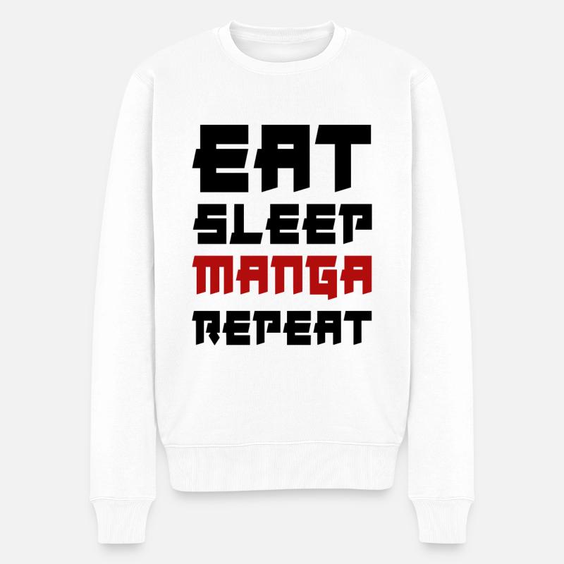 Manger du sommeil Manga Répéter - Pull Premium bio Homme - blanc