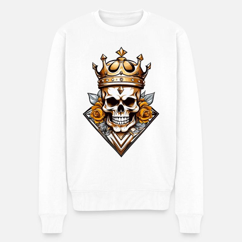 Crâne, avec couronne - Pull Premium bio Homme - blanc