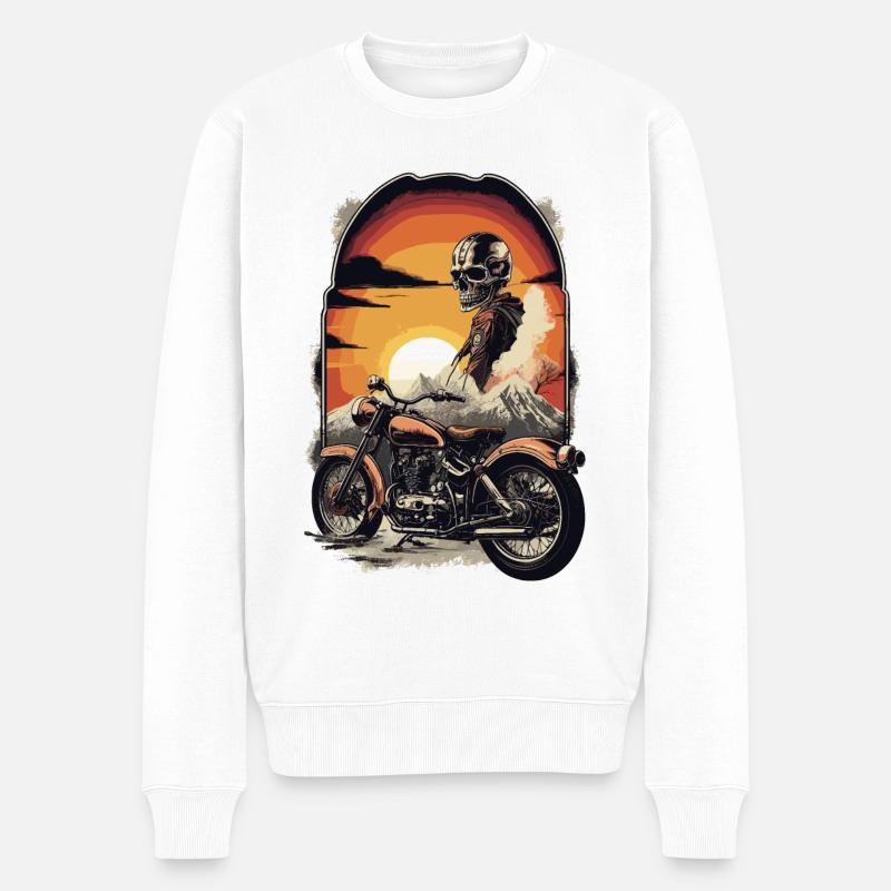 Retro Motorrad - Männer Premium Bio Pullover - Weiß