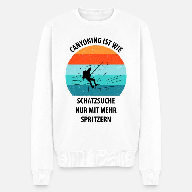 Canyoning Bergsteigen Klettern Wandern Berge - Männer Premium Bio Pullover - Weiß