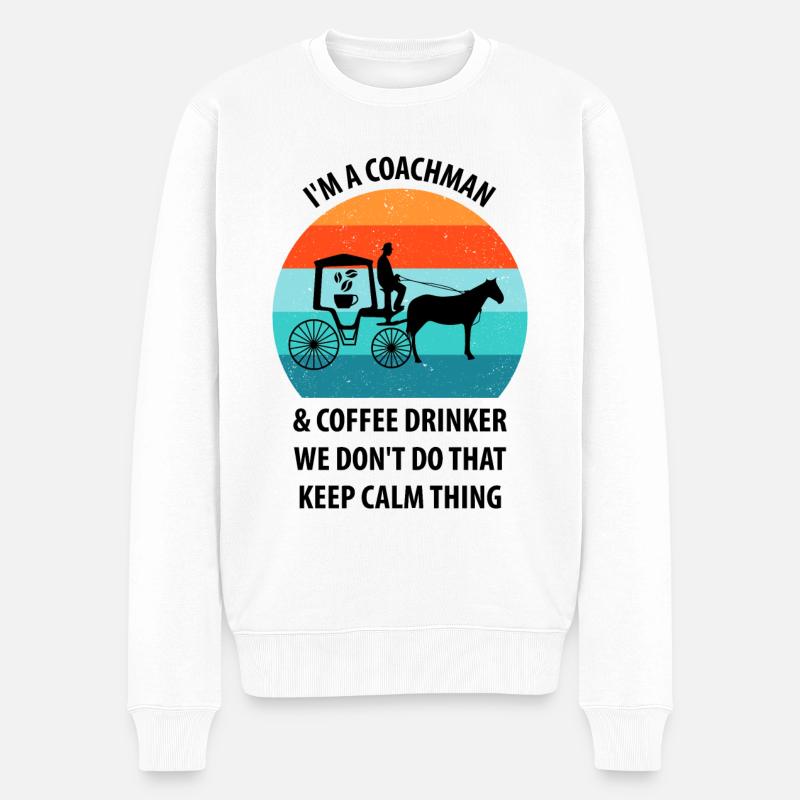 Kutscher Kutsche Pferdekutscher Kaffee - Männer Premium Bio Pullover - Weiß