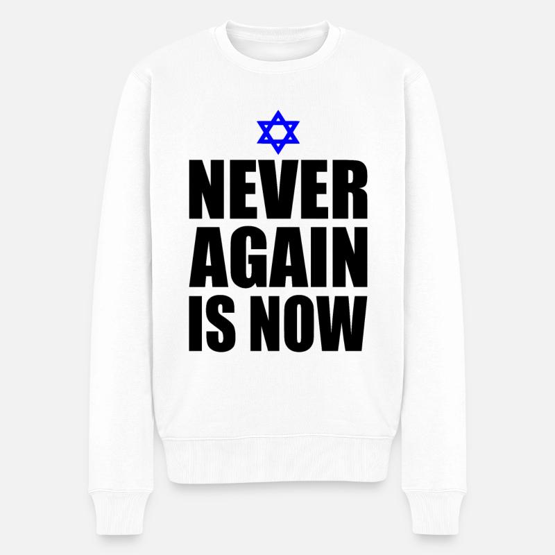 Never again is now - Männer Premium Bio Pullover - Weiß