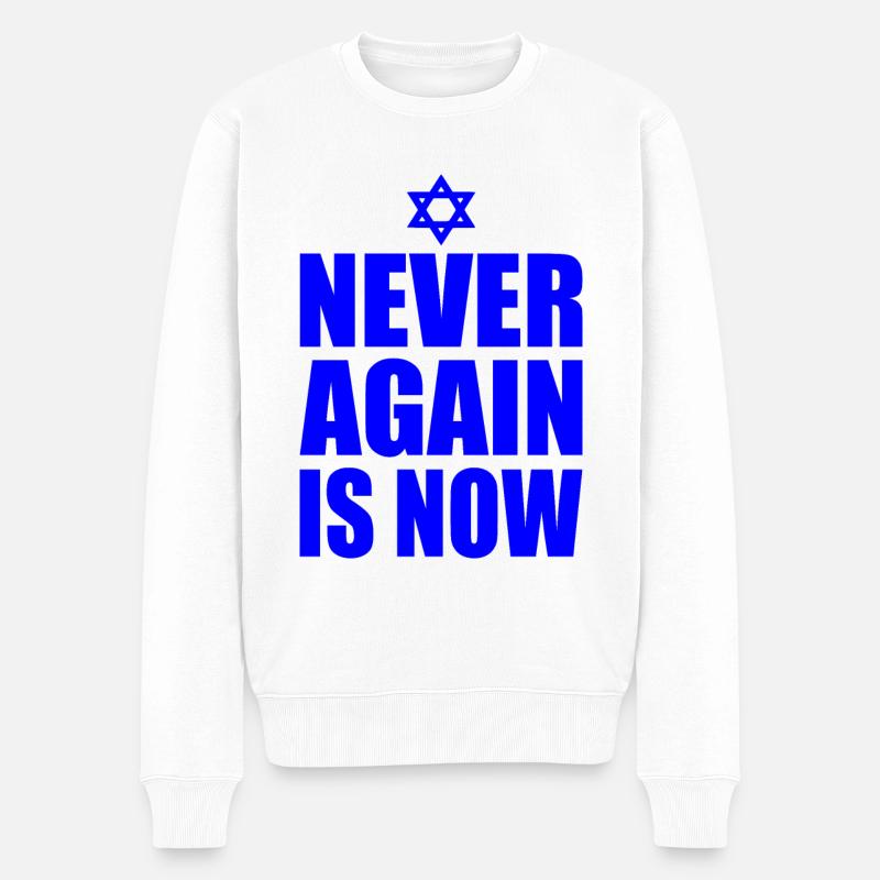 Never again is now - Männer Premium Bio Pullover - Weiß