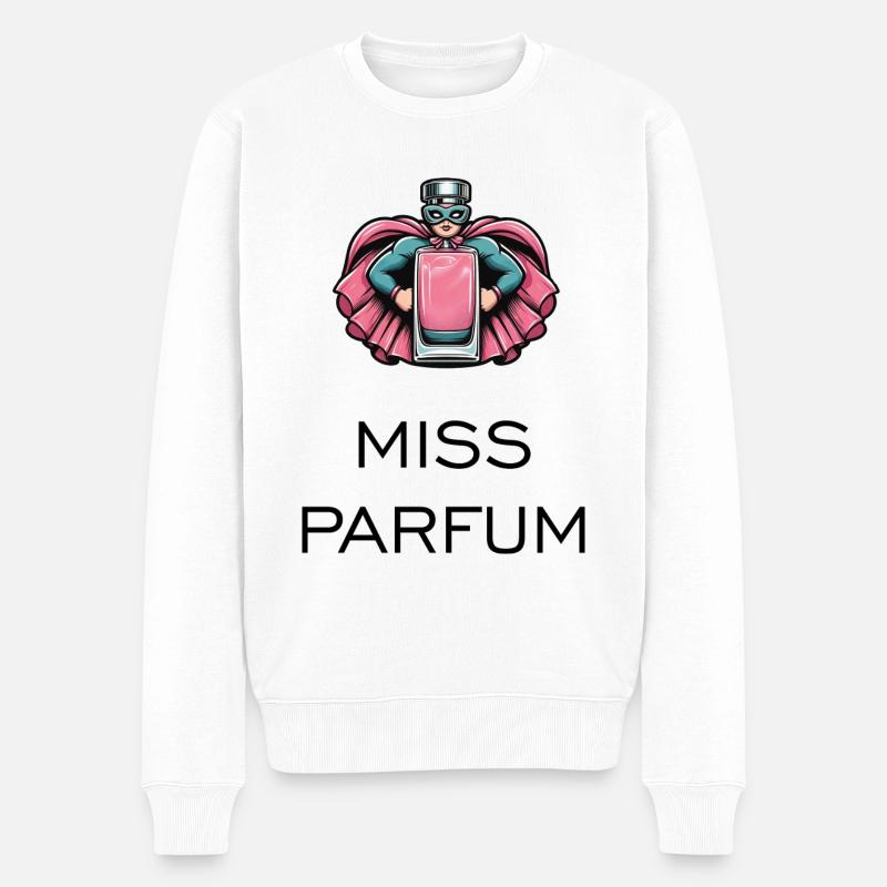 Miss Parfum - Superheldin - Männer Premium Bio Pullover - Weiß