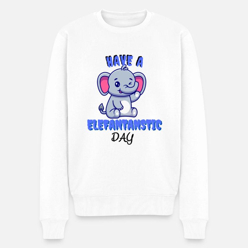 Elefantastic Day Elephant Funny Lustiger spruch - Männer Premium Bio Pullover - Weiß