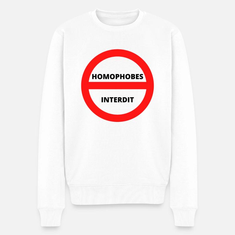 HOMOPHOBES INTERDIT - Pull Premium bio Homme - blanc