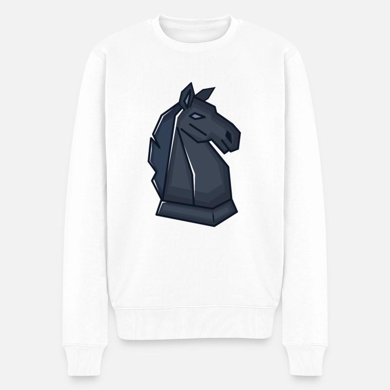 Schach Schachfigur Springer - Männer Premium Bio Pullover - Weiß