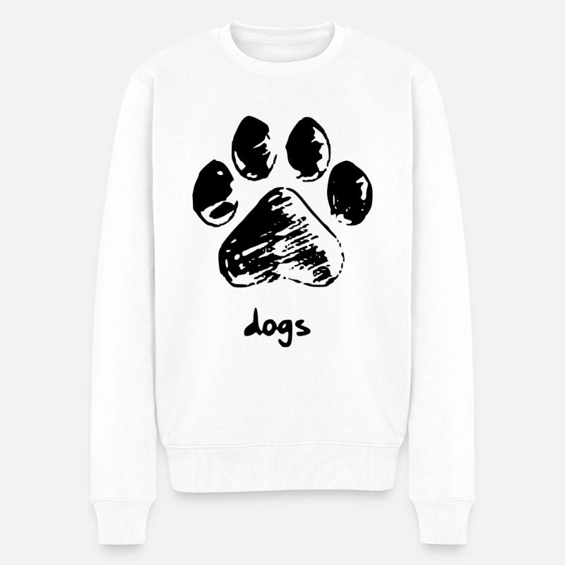 Hundepfote - Dogs - Männer Premium Bio Pullover - Weiß