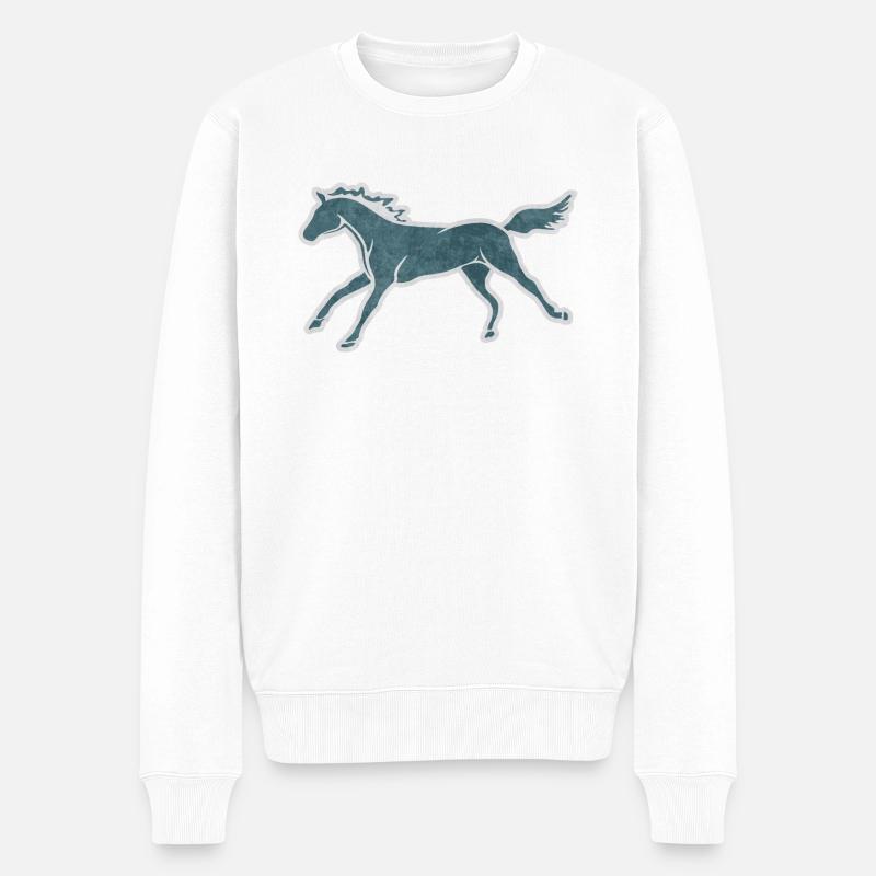 SÜSSES PFERD GALOPPIEREND - Männer Premium Bio Pullover - Weiß
