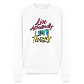 Live Authentically, Love Fiercely - Men's Premium Organic Jumper - white - Front - Thijin (182cm)