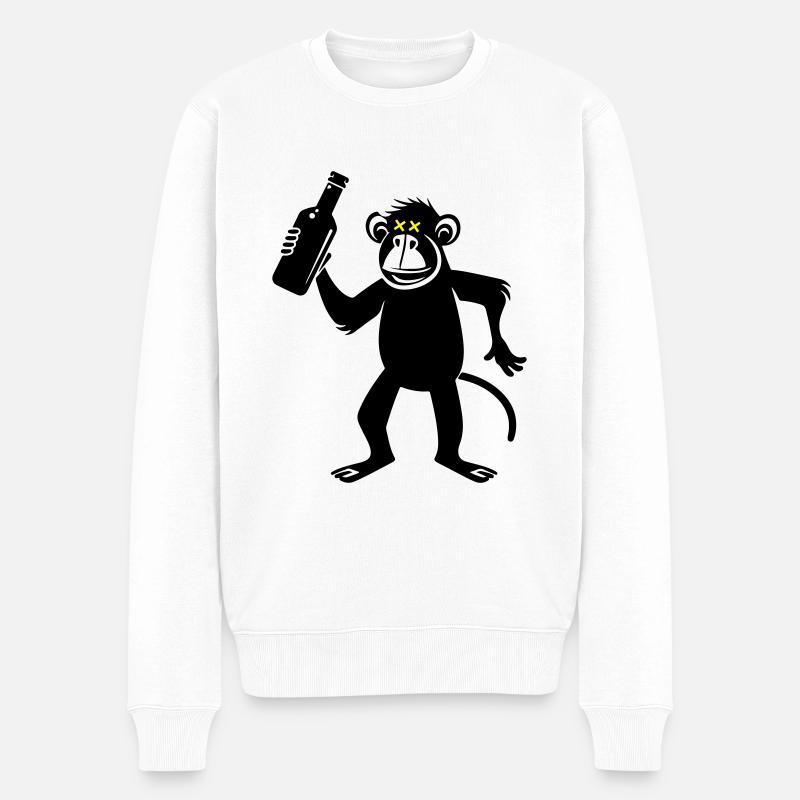 Affe Party Bier - Männer Premium Bio Pullover - Weiß