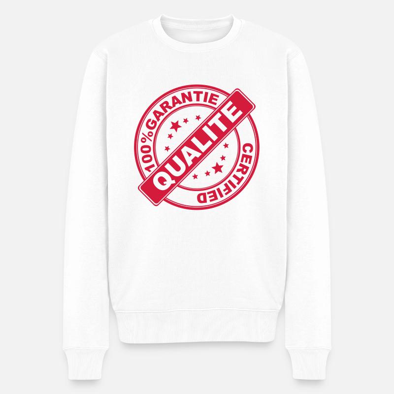 100%Garantie - Männer Premium Bio Pullover - Weiß