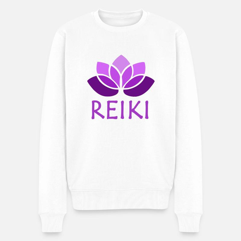 reiki lila - Männer Premium Bio Pullover - Weiß