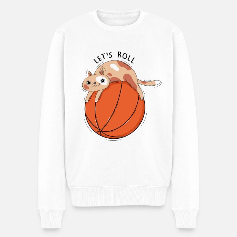 Chat et basket-ball - Pull Premium bio Homme - blanc