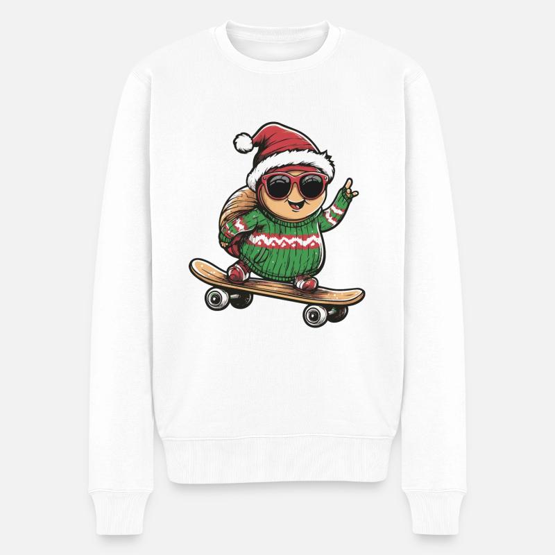 Schnecke Weihnachten Lustig - Männer Premium Bio Pullover - Weiß