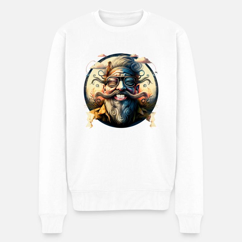 HappyOldHippieMan - Männer Premium Bio Pullover - Weiß