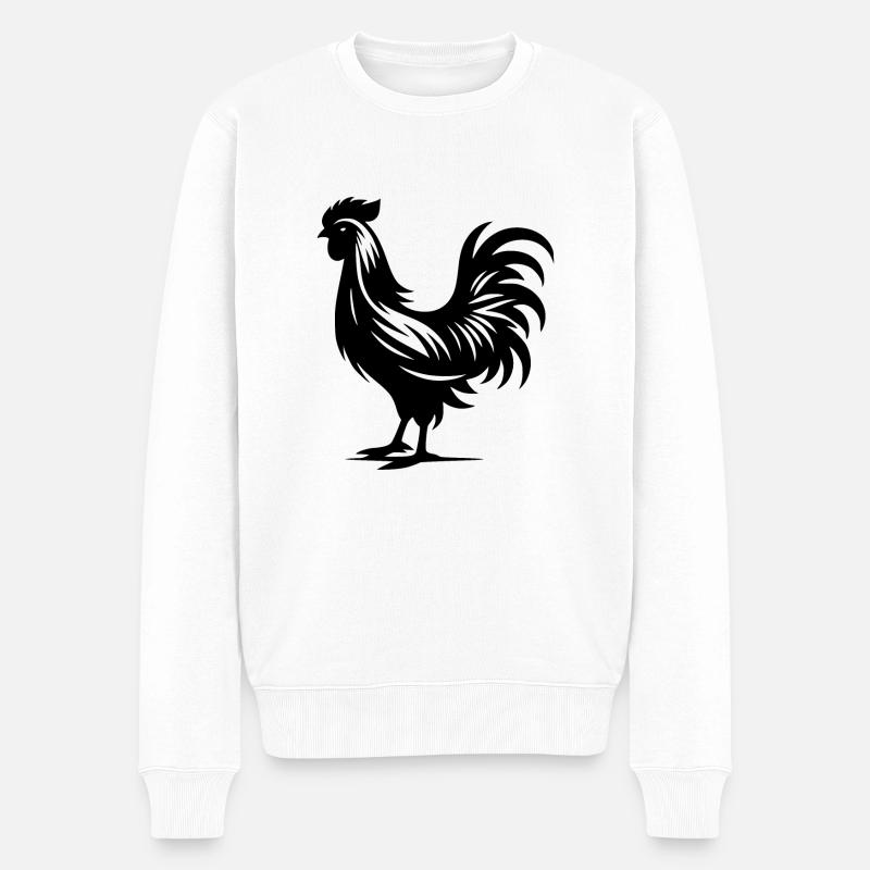 Putziger Hahn Rassehahn großem Gefieder - Männer Premium Bio Pullover - Weiß