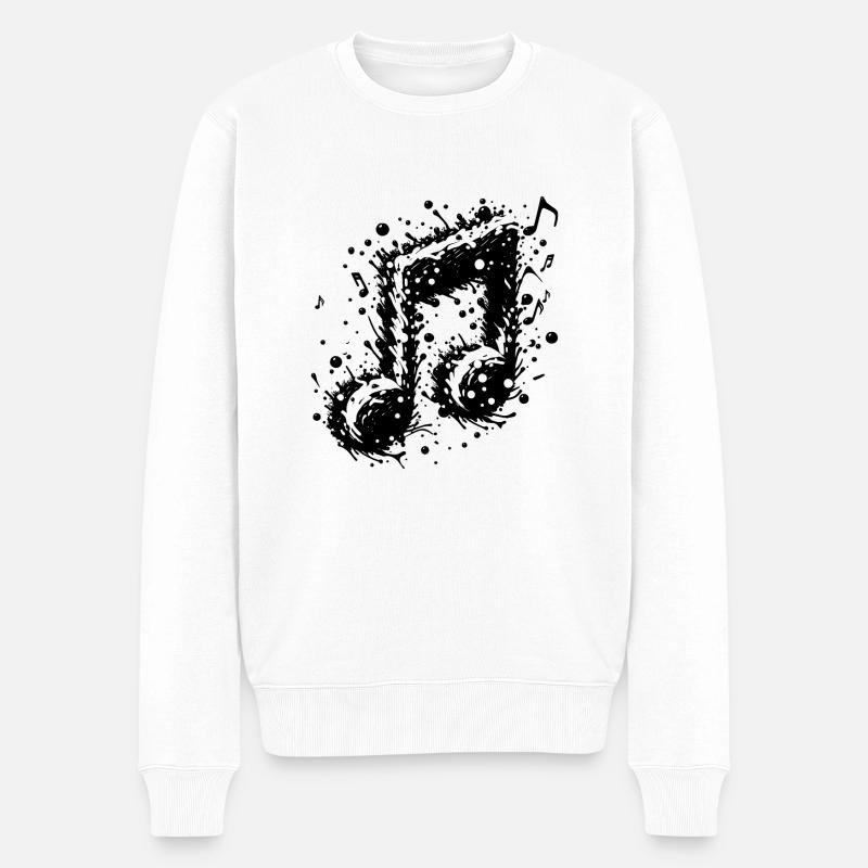 Schwingende Musik Note Splash Tattoo - Männer Premium Bio Pullover - Weiß