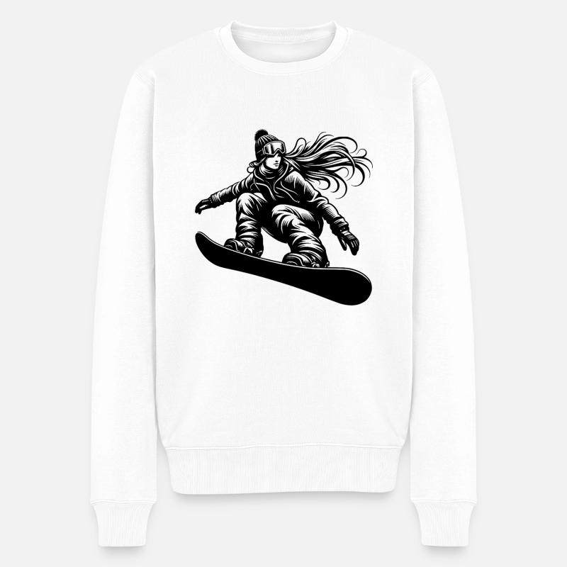 Snowboarderin Cooles Snowboard Design - Männer Premium Bio Pullover - Weiß