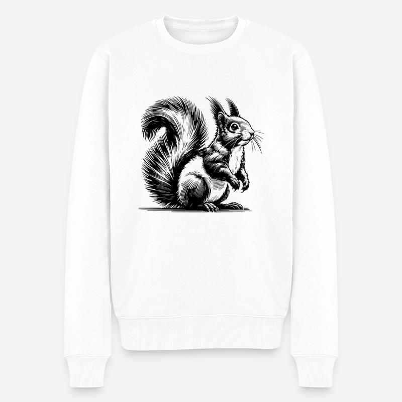 Écureuil Crayon Enfants Dessin - Pull Premium bio Homme - blanc