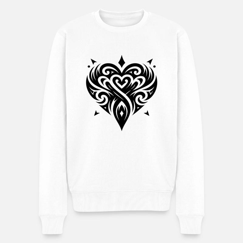 Tattoo Herz Linien - Männer Premium Bio Pullover - Weiß