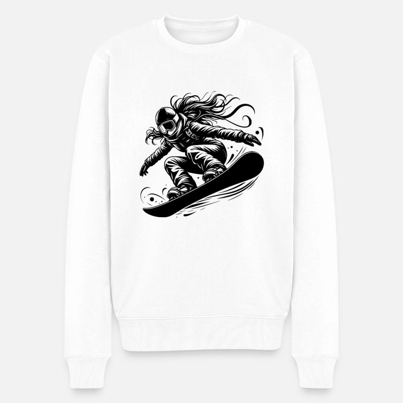 Poudreuse et snowboard - Pull Premium bio Homme - blanc
