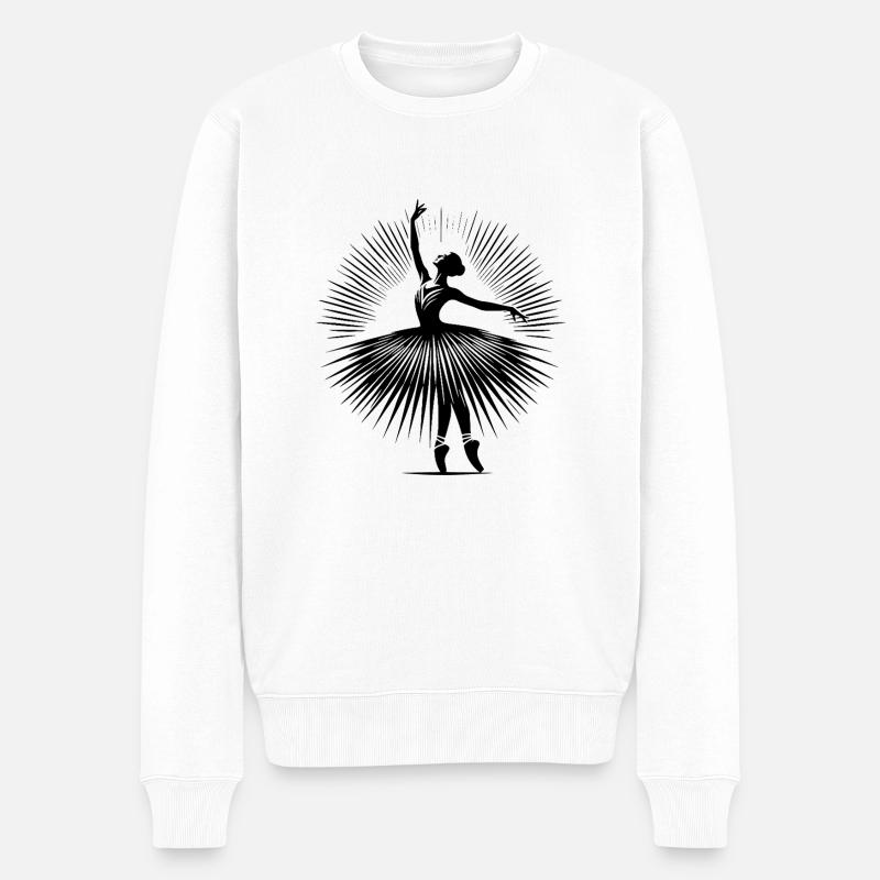 Anmutige Ballett Tänzerin in perfekter Tanzpose - Männer Premium Bio Pullover - Weiß