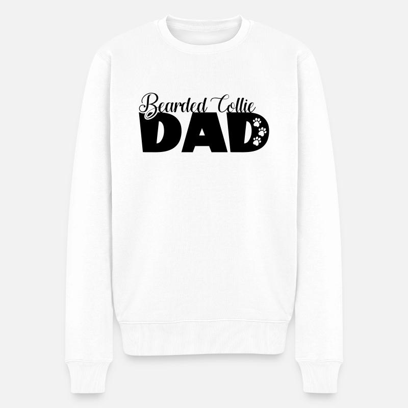Bearded Collie Dad - Hundepapa lustiger Spruch - Männer Premium Bio Pullover - Weiß