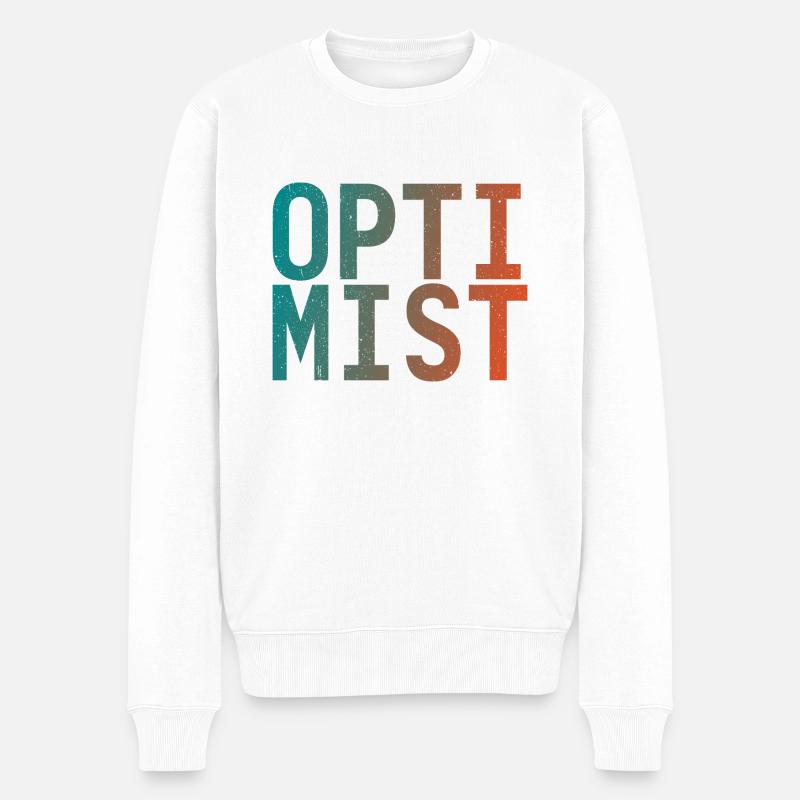 Ich bin Optimist! - Männer Premium Bio Pullover - Weiß