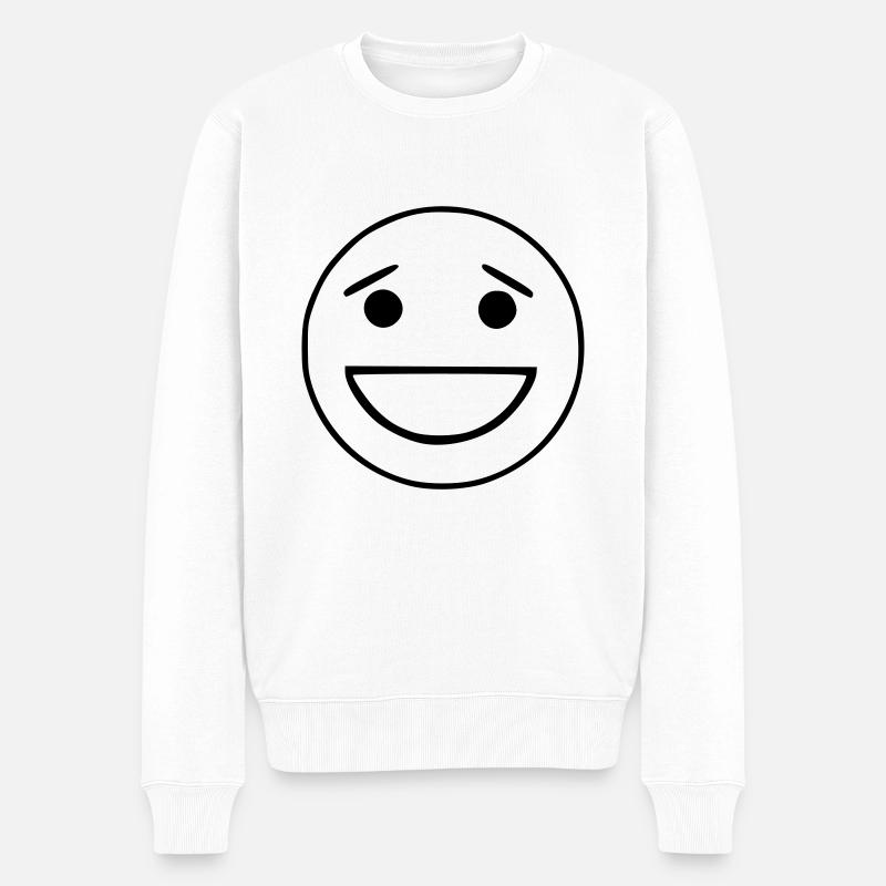 Emoji sketch rire noir - Pull Premium bio Homme - blanc